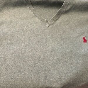 Ralph Lauren Men's light green classic v-neck Sweater